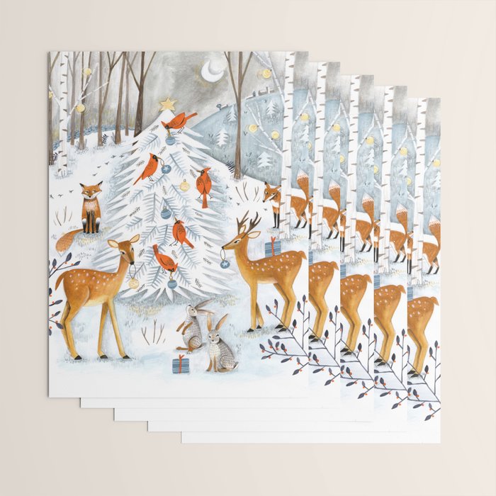 Christmas snow woodland animals Wrapping Paper Gallery Image 3
