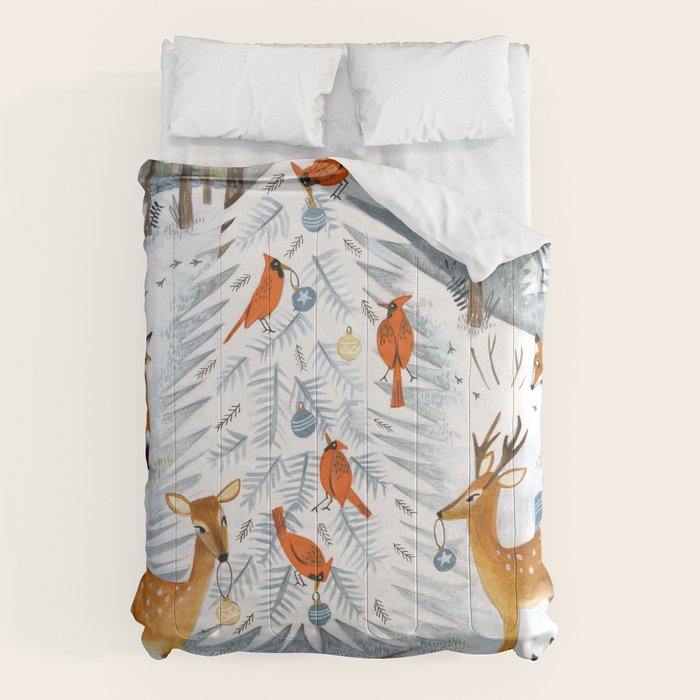 Christmas snow woodland animals Comforter Gallery Image 6