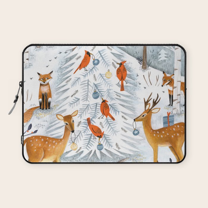 Christmas snow woodland animals Laptop Sleeve Gallery Image 1