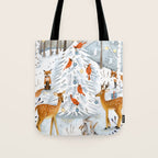 Christmas snow woodland animals Tote Bag Gallery Image 1