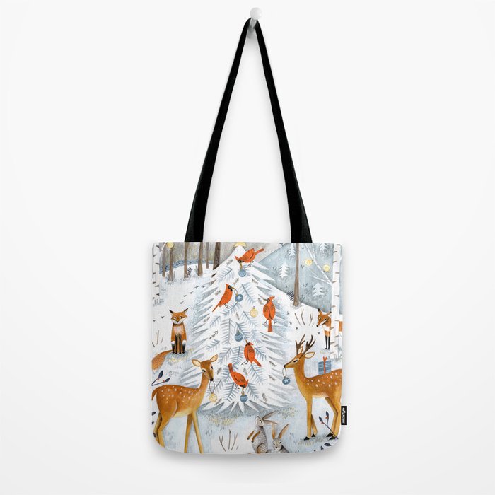 Christmas snow woodland animals Tote Bag Gallery Image 2