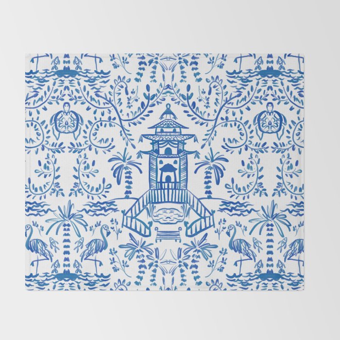 Coastal Chinoiserie  Throw Blanket Gallery Image 2