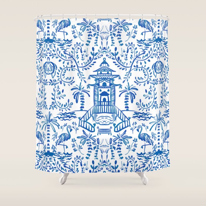 Coastal Chinoiserie  Shower Curtain Gallery Image 1