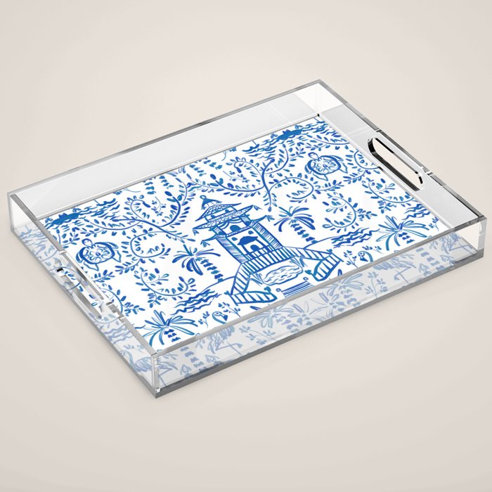Coastal Chinoiserie  Acrylic Tray Gallery Image 1