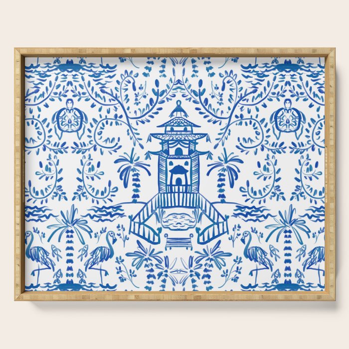 Coastal Chinoiserie  Serving Tray Gallery Image 1