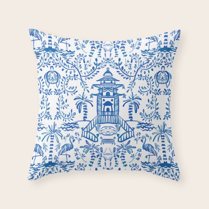 Coastal Chinoiserie  Throw Pillow Gallery Image 6