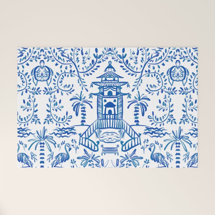 Coastal Chinoiserie  Welcome Mat Gallery Image 1