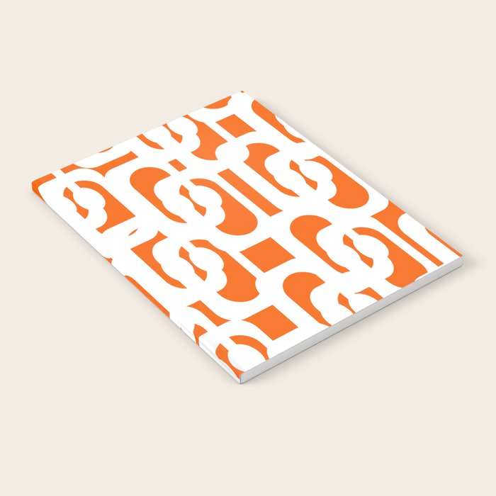 Mid Century Modern Loops Orange and White Abstract Pattern Notebook Gallery Image 1