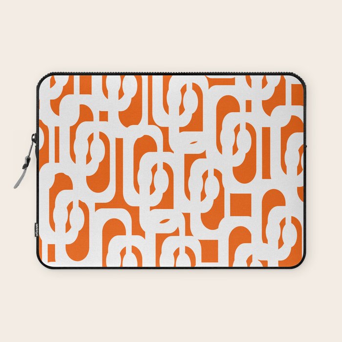 Mid Century Modern Loops Orange and White Abstract Pattern Laptop Sleeve Gallery Image 1