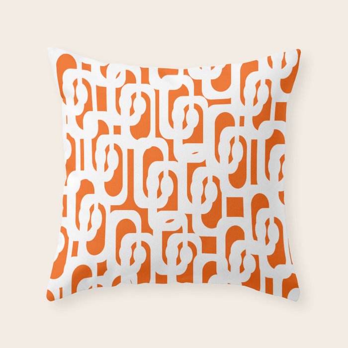 Mid Century Modern Loops Orange and White Abstract Pattern Throw Pillow Gallery Image 6