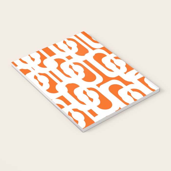 Mid Century Modern Loops Orange and White Abstract Pattern Notebook Gallery Image 3