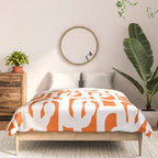 Mid Century Modern Loops Orange and White Abstract Pattern Comforter Gallery Image 3