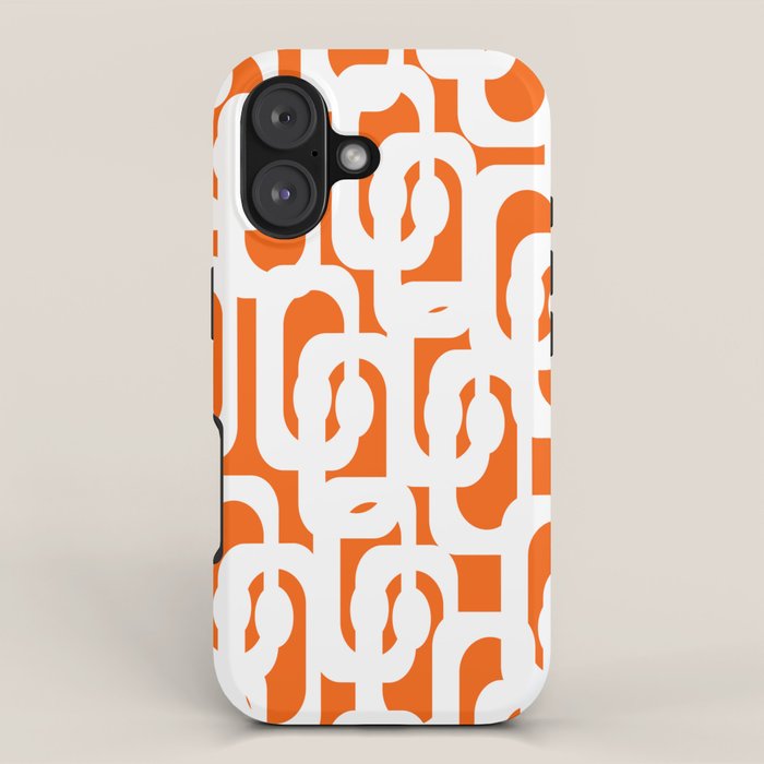 Mid Century Modern Loops Orange and White Abstract Pattern iPhone Case Gallery Image 1