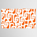 Mid Century Modern Loops Orange and White Abstract Pattern Tablecloth Gallery Image 2