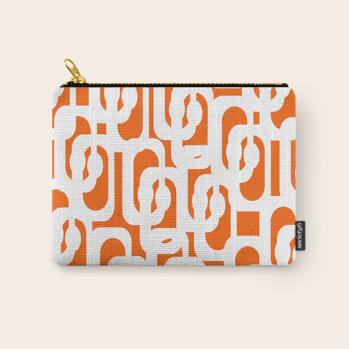 Mid Century Modern Loops Orange and White Abstract Pattern Carry All Pouch Gallery Image 1