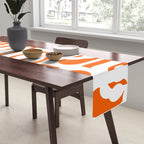 Mid Century Modern Loops Orange and White Abstract Pattern Table Runner Gallery Image 2