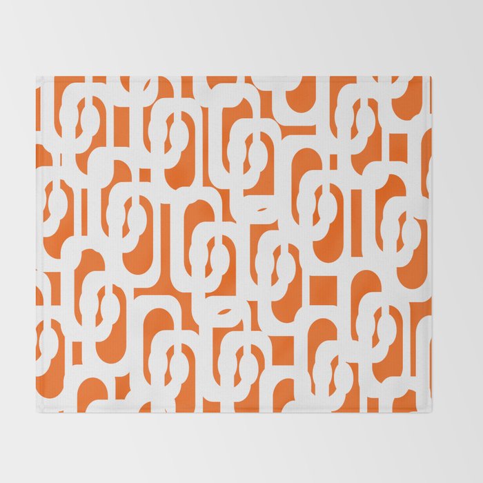 Mid Century Modern Loops Orange and White Abstract Pattern Throw Blanket Gallery Image 2