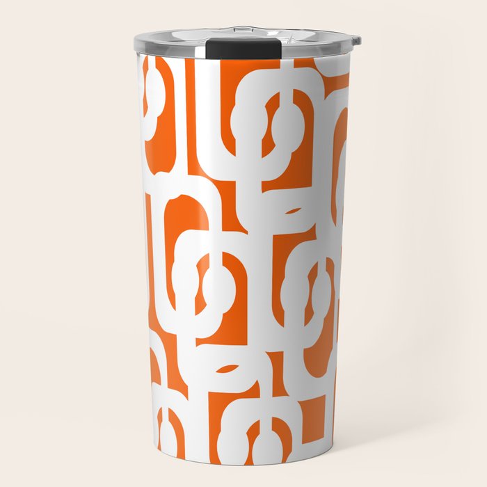 Mid Century Modern Loops Orange and White Abstract Pattern Travel Mug Gallery Image 1