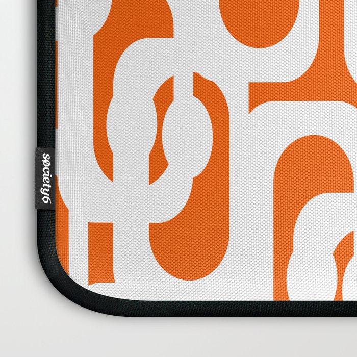 Mid Century Modern Loops Orange and White Abstract Pattern Laptop Sleeve Gallery Image 3