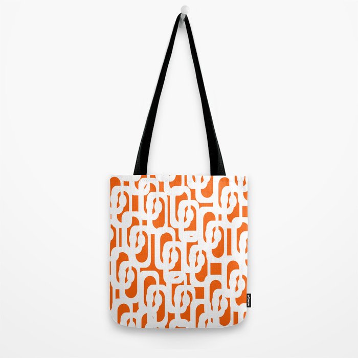 Mid Century Modern Loops Orange and White Abstract Pattern Tote Bag Gallery Image 2