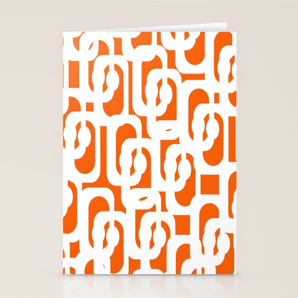 Mid Century Modern Loops Orange and White Abstract Pattern Stationery Card Gallery Image 1
