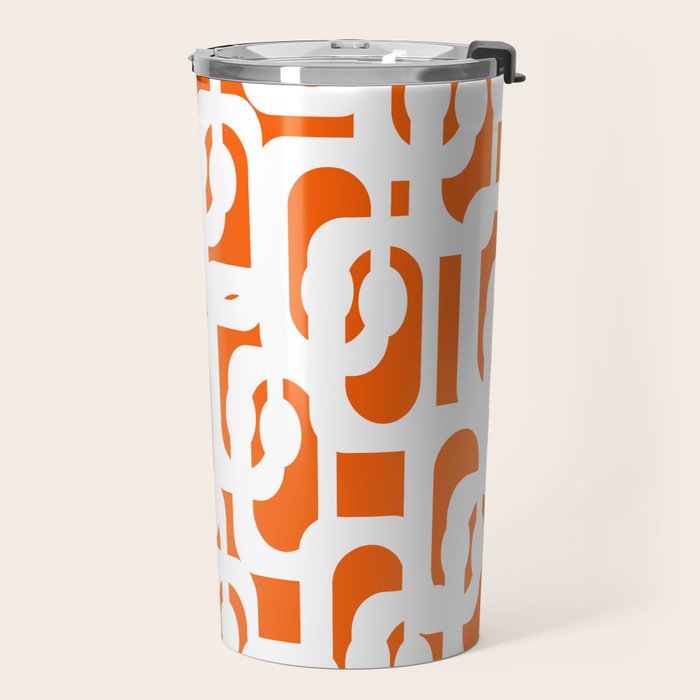 Mid Century Modern Loops Orange and White Abstract Pattern Travel Mug Gallery Image 2