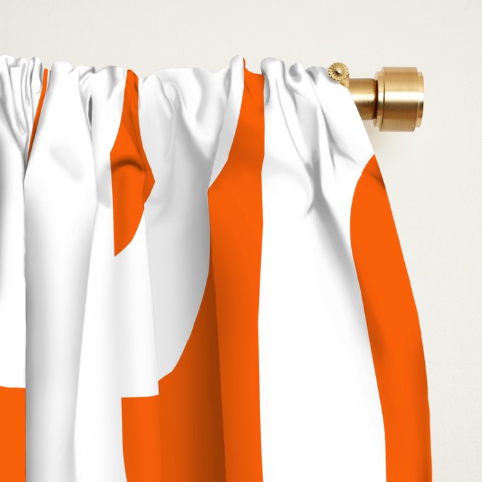 Mid Century Modern Loops Orange and White Abstract Pattern Window Curtain Gallery Image 2