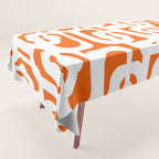 Mid Century Modern Loops Orange and White Abstract Pattern Tablecloth Gallery Image 1