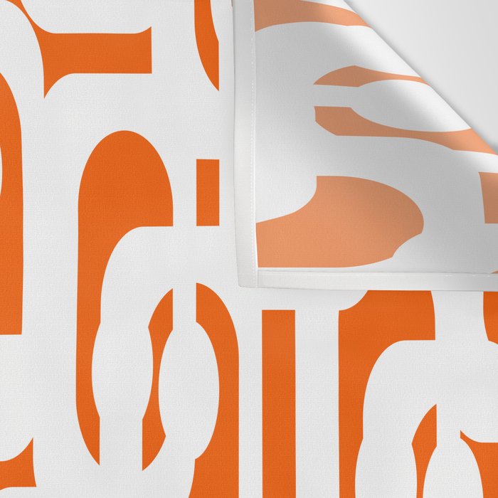 Mid Century Modern Loops Orange and White Abstract Pattern Wall Tapestry Gallery Image 3