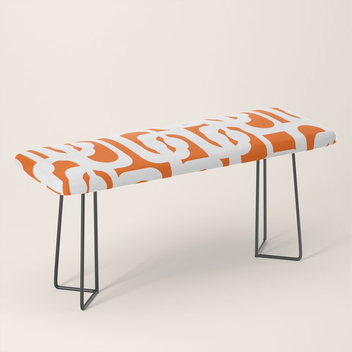 Mid Century Modern Loops Orange and White Abstract Pattern Bench Gallery Image 1