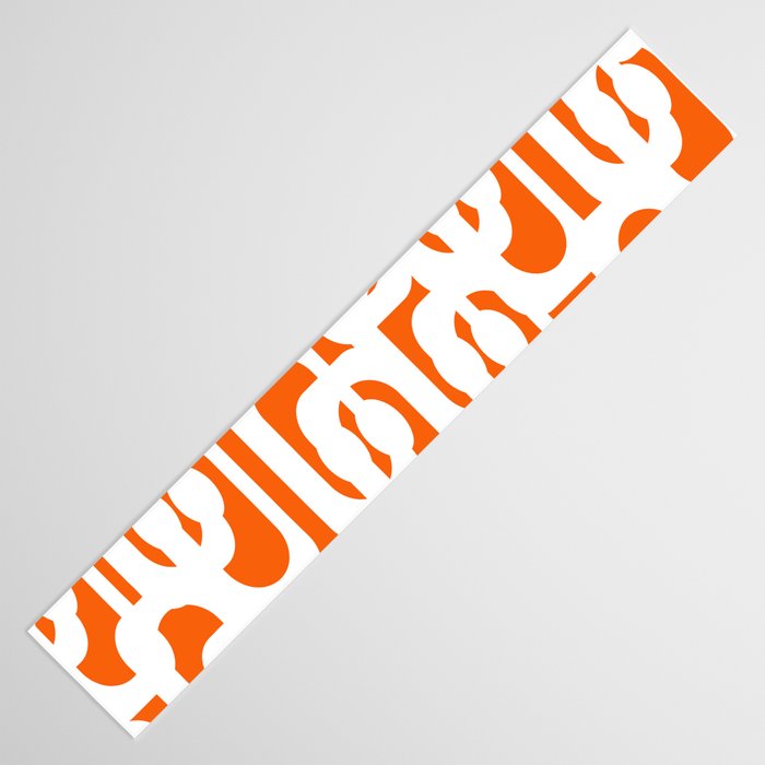Mid Century Modern Loops Orange and White Abstract Pattern Table Runner Gallery Image 3