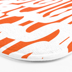 Mid Century Modern Loops Orange and White Abstract Pattern Bath Mat Gallery Image 3
