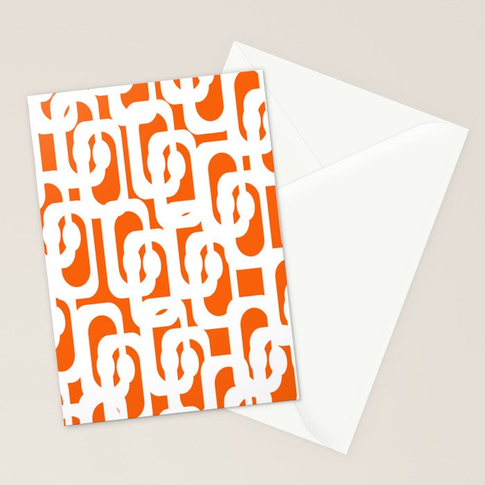 Mid Century Modern Loops Orange and White Abstract Pattern Stationery Card Gallery Image 2