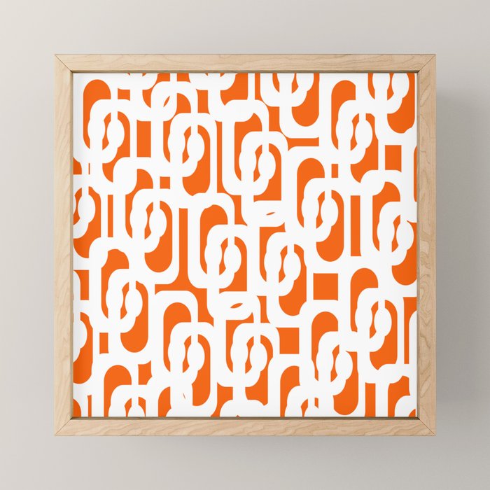 Mid Century Modern Loops Orange and White Abstract Pattern Mini Art Print Gallery Image 1