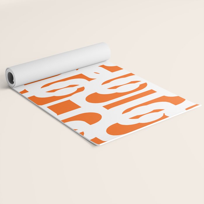 Mid Century Modern Loops Orange and White Abstract Pattern Yoga Mat Gallery Image 2