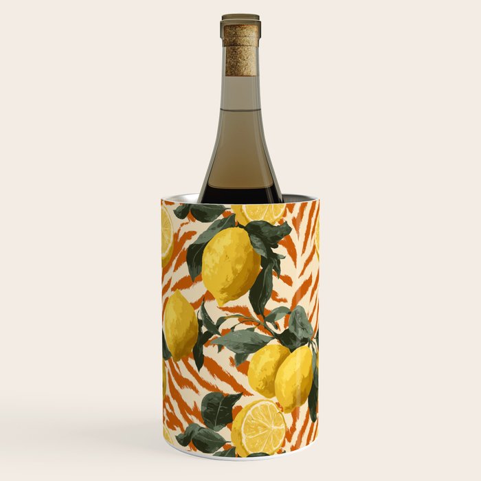 Bold Lemon Citrus Pattern Wine Chiller Gallery Image 2