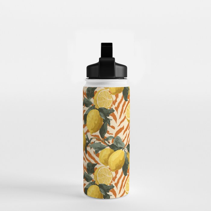 Bold Lemon Citrus Pattern Water Bottle Gallery Image 2
