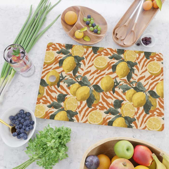 Bold Lemon Citrus Pattern Cutting Board Gallery Image 2