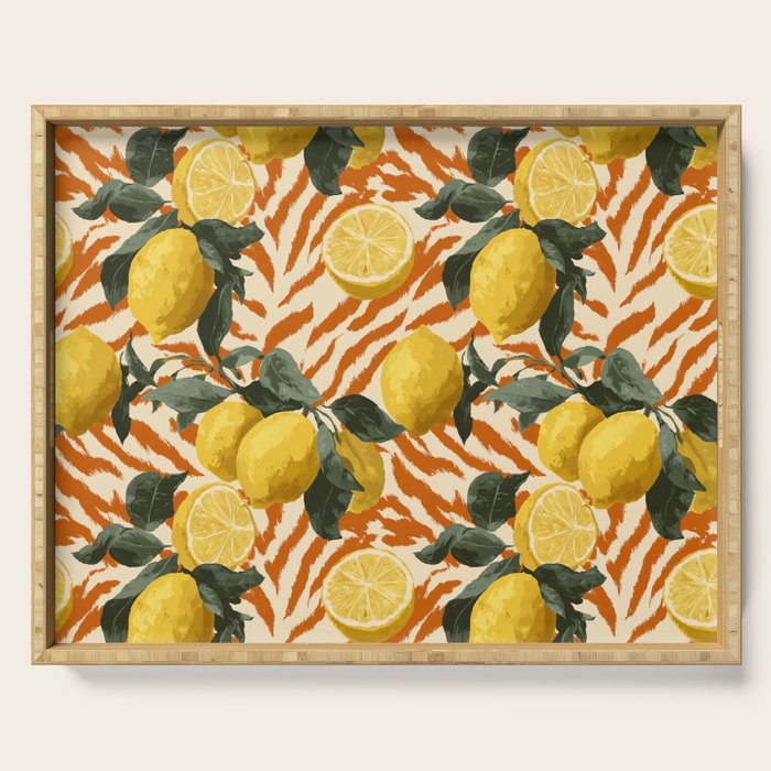 Bold Lemon Citrus Pattern Serving Tray Gallery Image 1