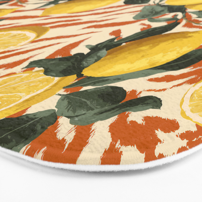 Bold Lemon Citrus Pattern Bath Mat Gallery Image 3