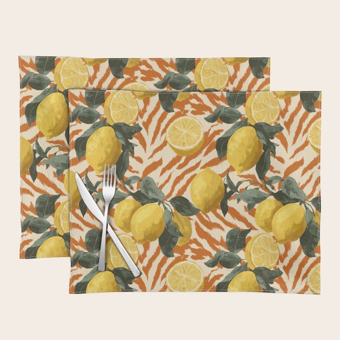 Bold Lemon Citrus Pattern Placemat Gallery Image 1