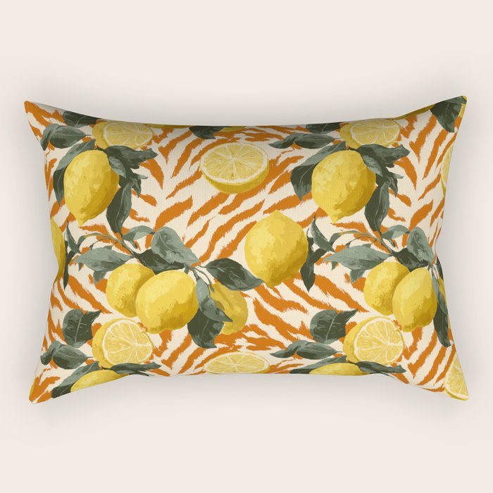 Bold Lemon Citrus Pattern Rectangular Pillow Gallery Image 1