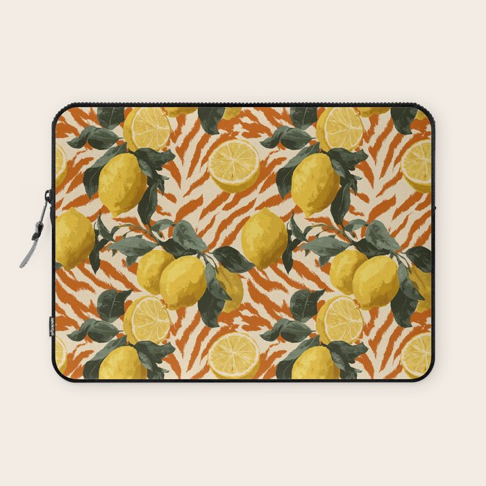 Bold Lemon Citrus Pattern Laptop Sleeve Gallery Image 1