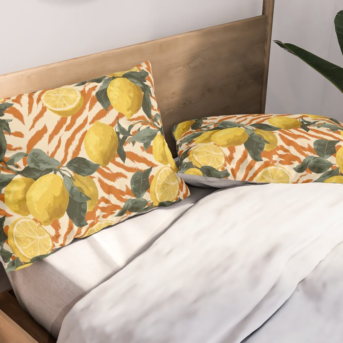 Bold Lemon Citrus Pattern Pillow Sham Gallery Image 2