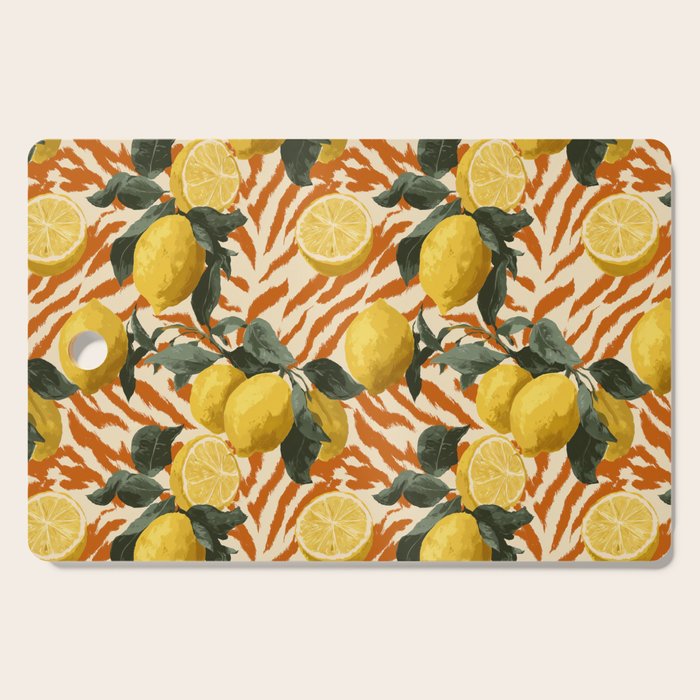 Bold Lemon Citrus Pattern Cutting Board Gallery Image 1