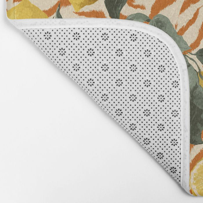 Bold Lemon Citrus Pattern Bath Mat Gallery Image 2