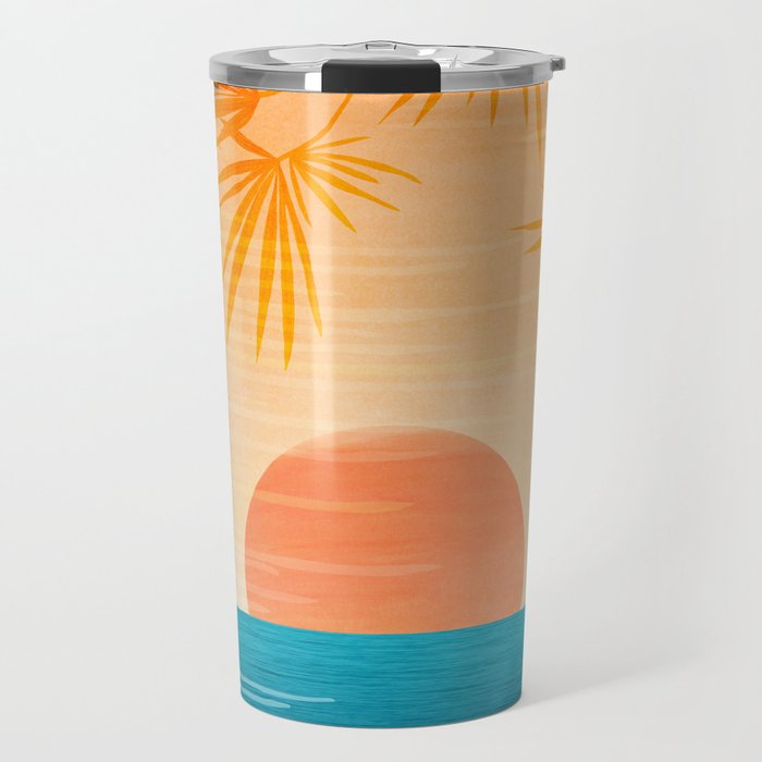 Orange Tropical Sunset Landscape 2 Travel Mug Gallery Image 1