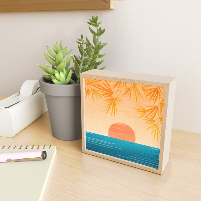 Orange Tropical Sunset Landscape 2 Mini Art Print Gallery Image 2
