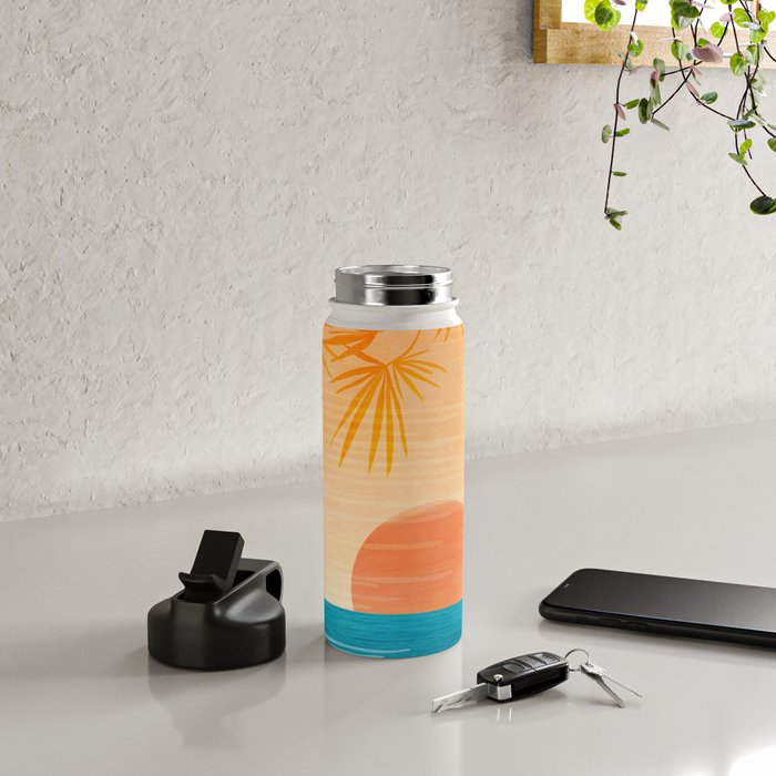 Orange Tropical Sunset Landscape 2 Water Bottle Gallery Image 4