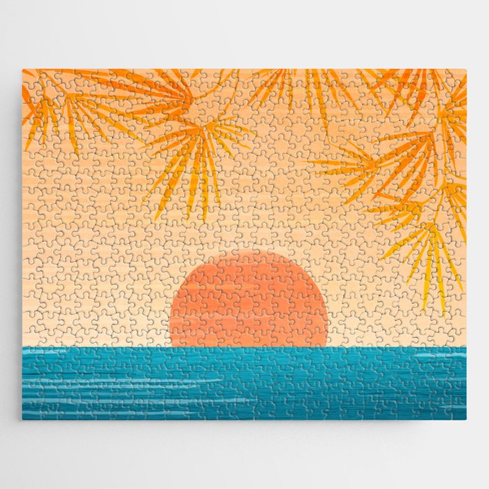 Orange Tropical Sunset Landscape 2 Jigsaw Puzzle Gallery Image 1